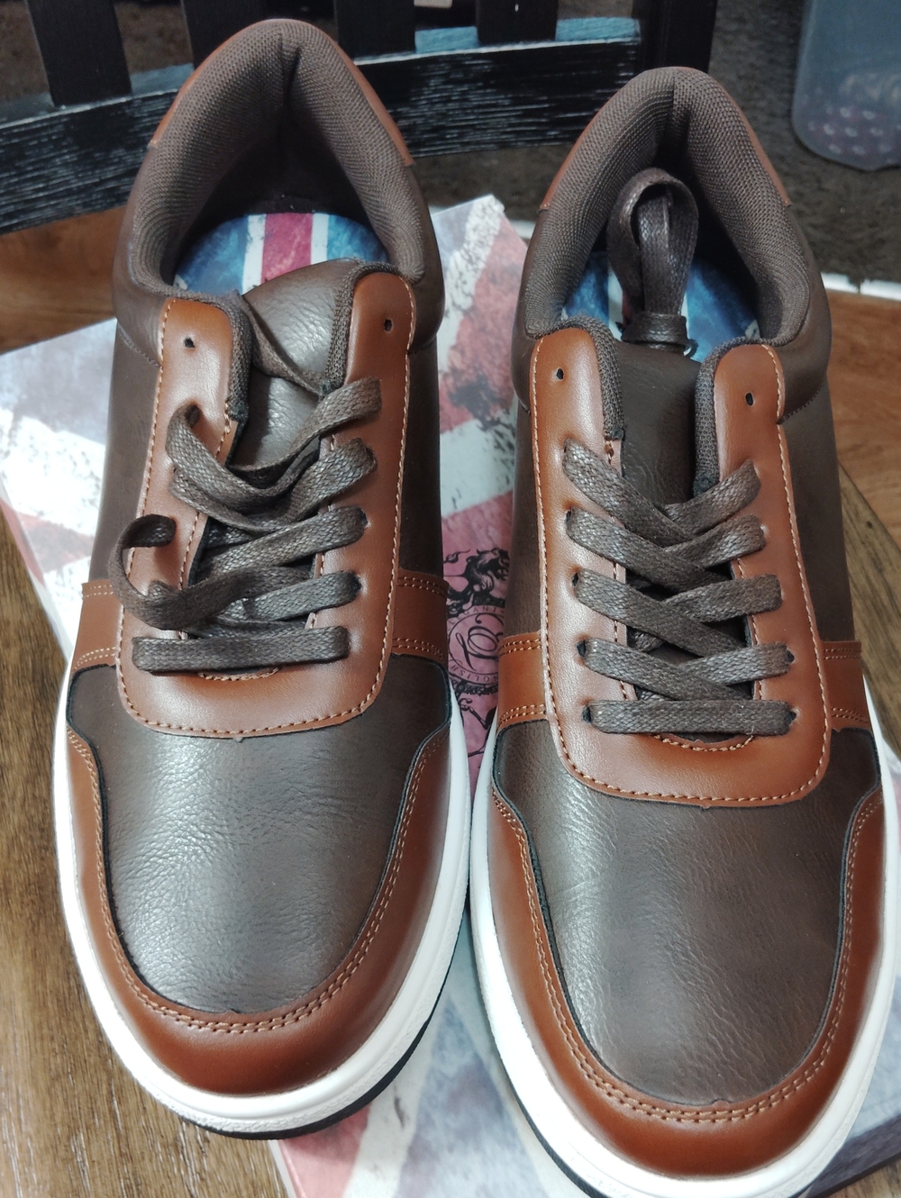 English Laundry Men's Brown Two-Tone Lace-Up Sneakers
